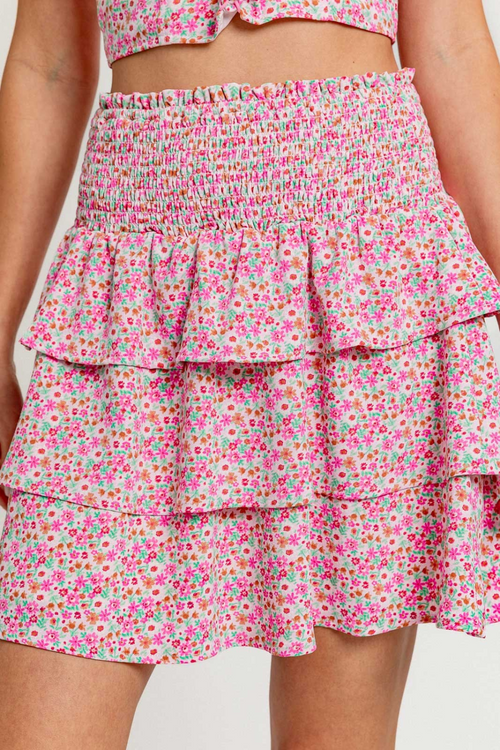 Arielle Summer Floral Smocked Skirt